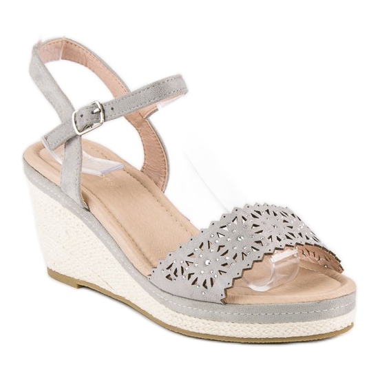 Ideal Shoes Szare espadryle na koturnie 2