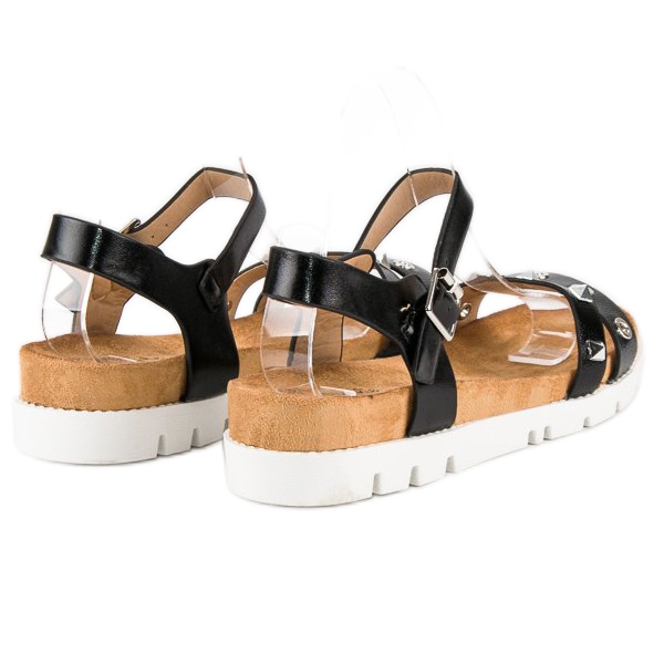 Forever Folie Czarne sandały z dżetami 1