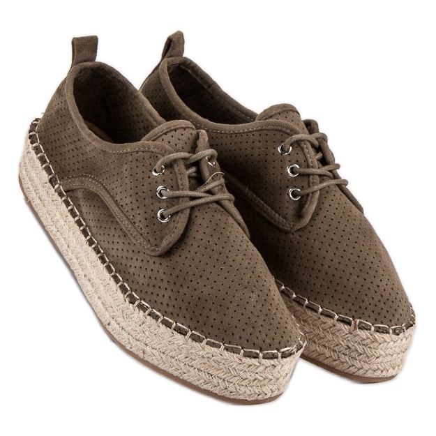 Seastar Ażurowe espadryle na platformie zielone 1