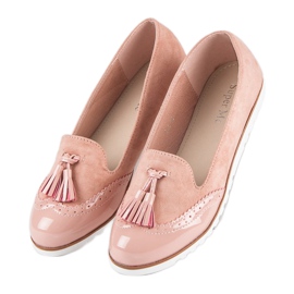 Super Me Różowe mokasyny z frędzlami 1