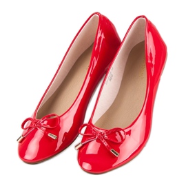 Ideal Shoes Lakierowane czerwone baleriny 3