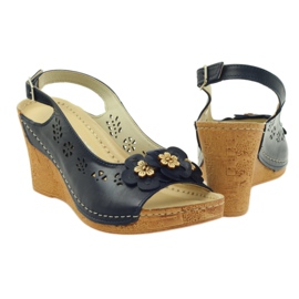 Sandały Na Koturnie Gregors 648 granatowe 3