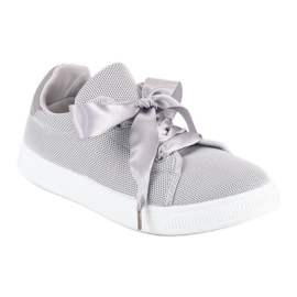 Tekstylne wiązane trampki szare 1