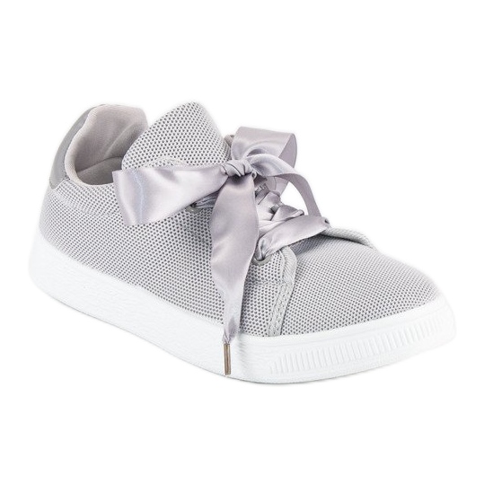 Tekstylne wiązane trampki szare 1