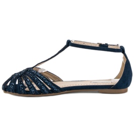 Corina Granatowe sandały z brokatem niebieskie 2