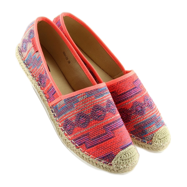 Espadryle damskie fluo 3051 Fushia pomarańczowe 1