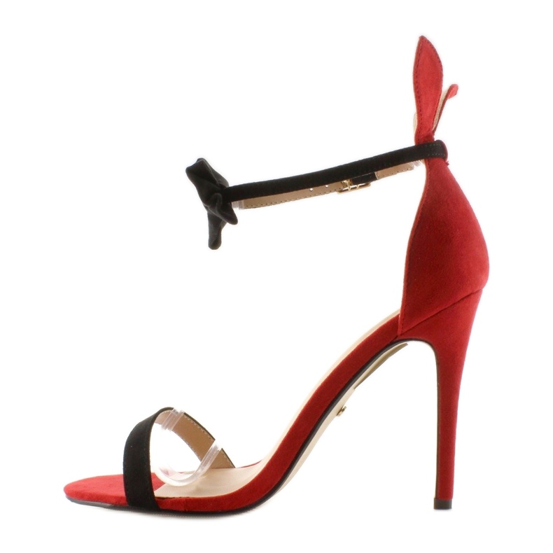 Sandałki na szpilce z uszkami ZJ-15P Red czerwone 2