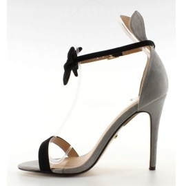 Sandałki na szpilce z uszkami ZJ-15P Grey czarne szare 2