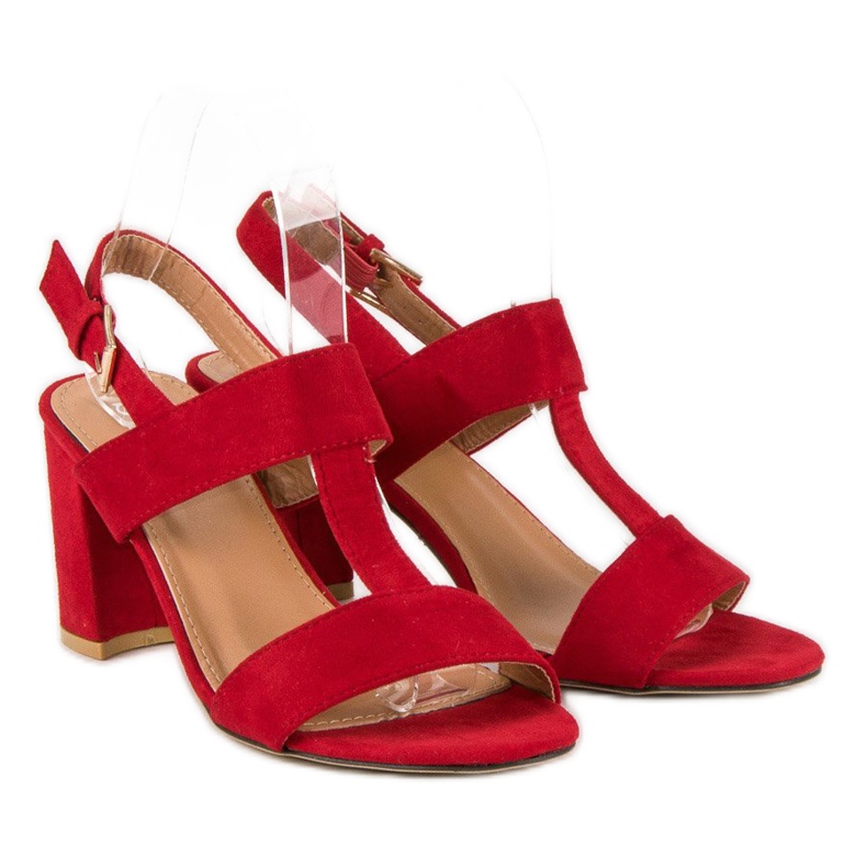 SDS Czerwone sandały na słupku 1
