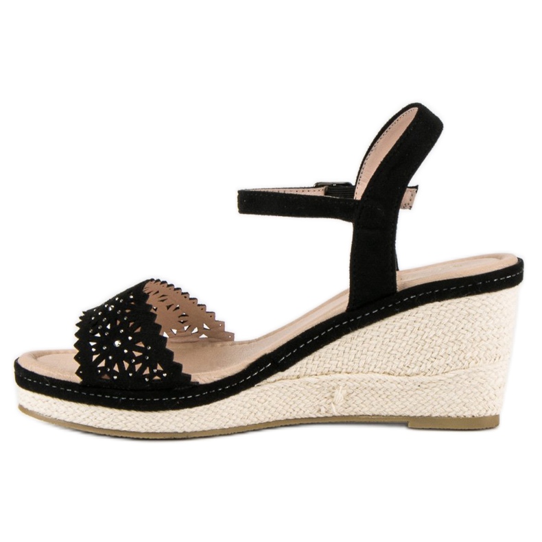 Ideal Shoes Czarne espadryle na koturnie 1