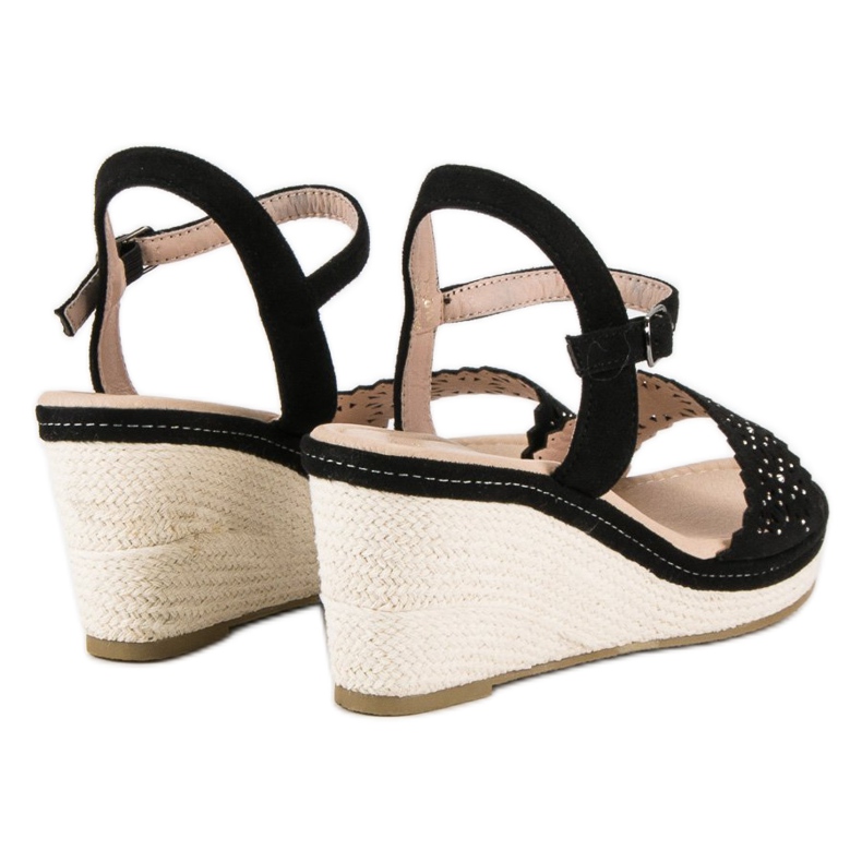 Ideal Shoes Czarne espadryle na koturnie 2