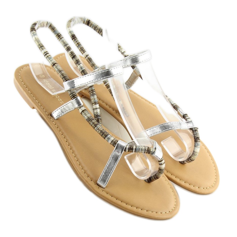 Sandałki japonki srebrne 5130 silver szare 2