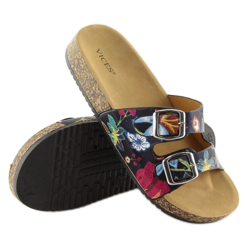 Klapki na korkowej podeszwie czarne 6231 1