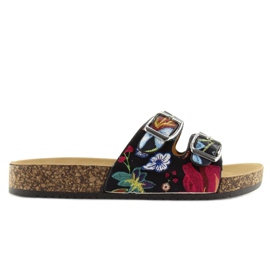 Klapki na korkowej podeszwie czarne 6231 2