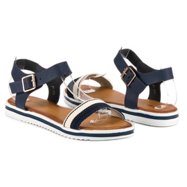 Top Shoes Marynarskie sandały damskie niebieskie 4