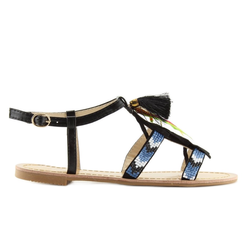 Sandałki w stylu boho czarne LQ-2662 black 2