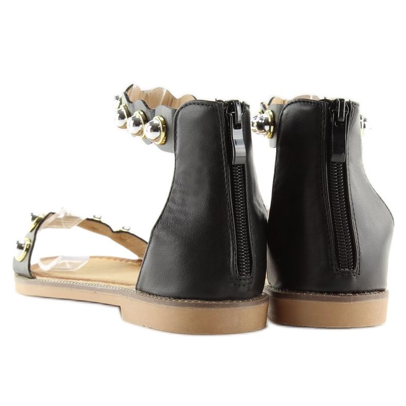 Sandałki zapinane na kostkę czarne VS-376 Black 2