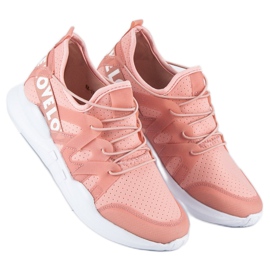Modne buty sportowe białe różowe 1