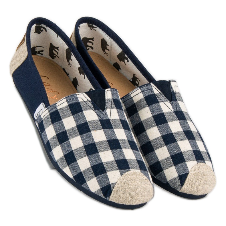 L. Day Granatowe slipony w kratkę brązowe 2