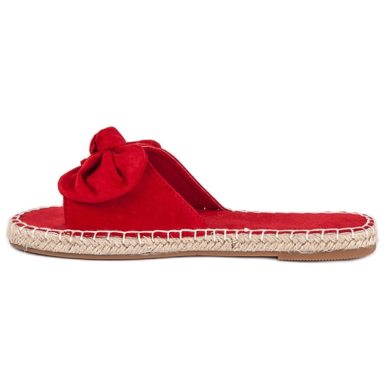 Zamszowe klapki espadryle czerwone 1
