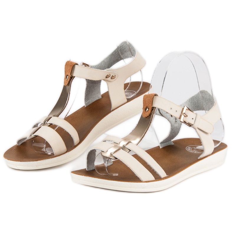 Sandały zapinane na sprzączkę brązowe żółte 2