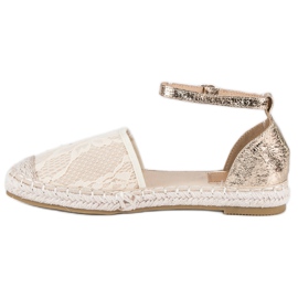 Nio Nio Koronkowe espadryle brązowe żółte 1