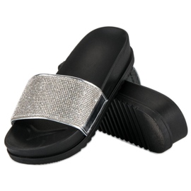 Stylowe srebrne klapki szare 2