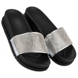 Stylowe srebrne klapki szare 1