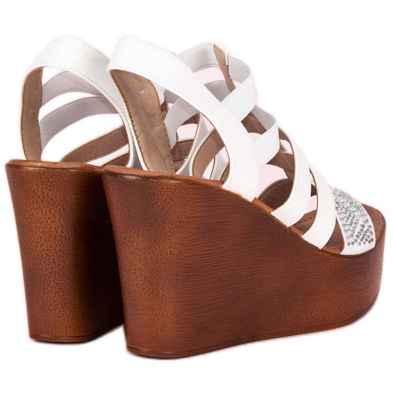 Renda Lekkie sandały na koturnie białe 1