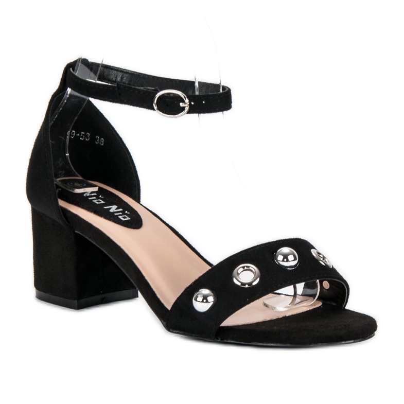 Nio Nio Czarne sandały na słupku 1