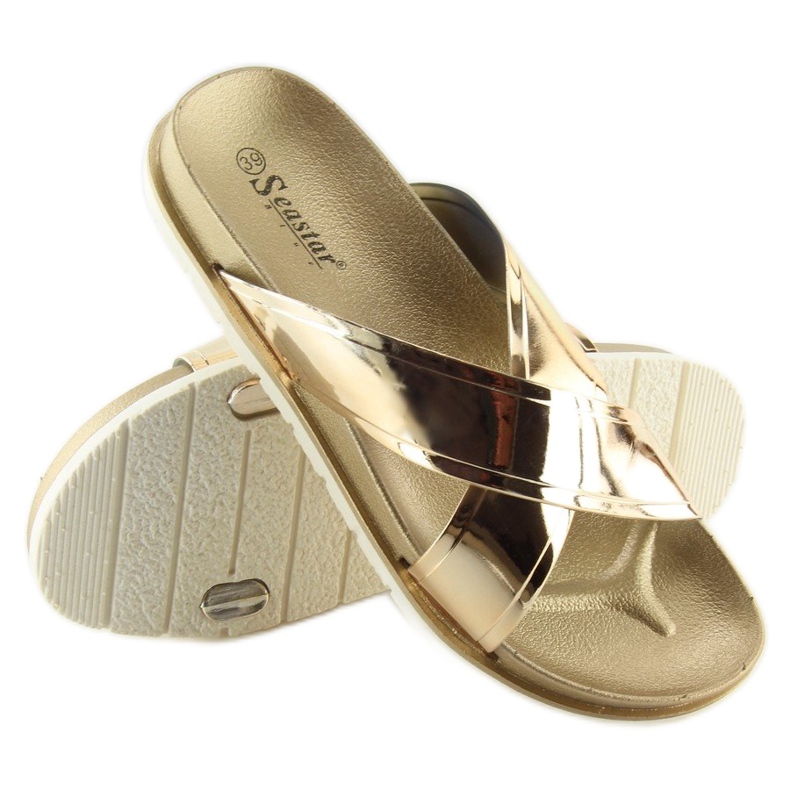 Klapki mirror look złote CK46P gold złoty 2