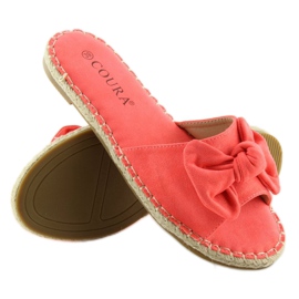 Klapki z kokardką pomarańczowe 8758 Red 2