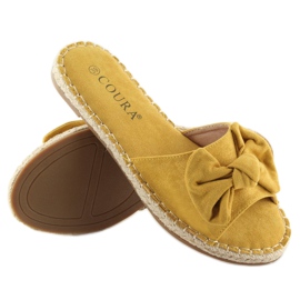 Klapki z kokardką żółte 8758 yellow 2