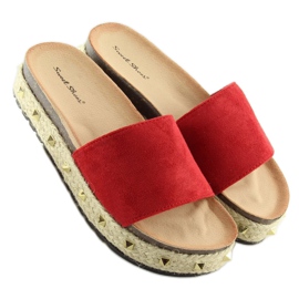 Klapki espadryle czerwone LS51 Red 1