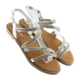 Sandałki z cyrkoniami srebrne K952 silver szare 2