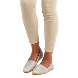 Brokatowe espadryle szare 1
