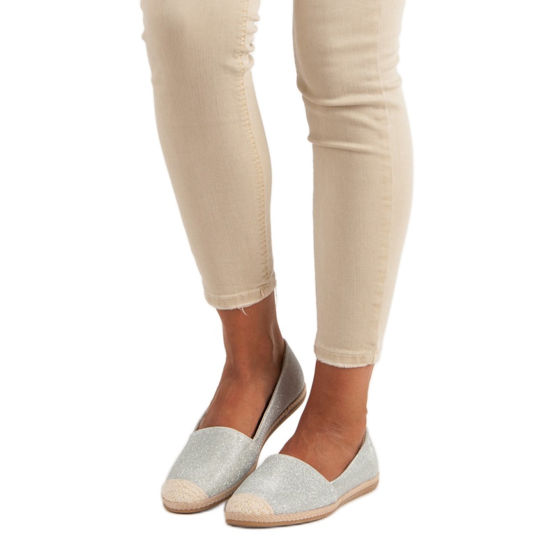Brokatowe espadryle szare 1