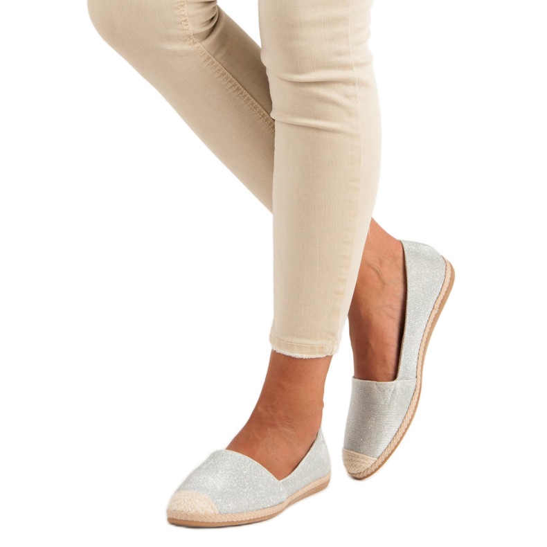 Brokatowe espadryle szare 2