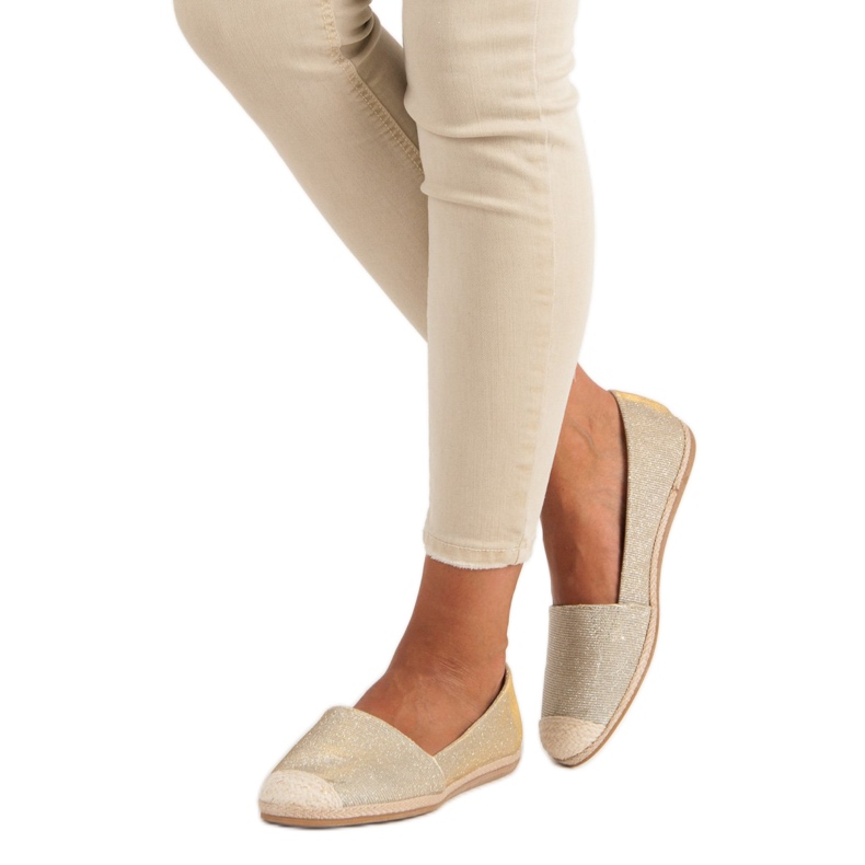 Brokatowe espadryle żółte 2