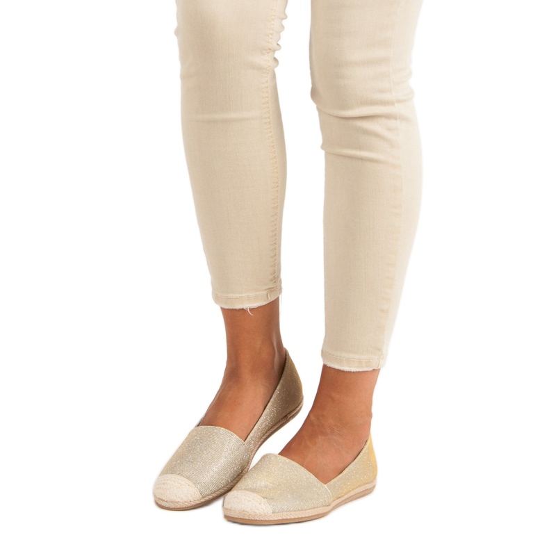 Brokatowe espadryle żółte 1
