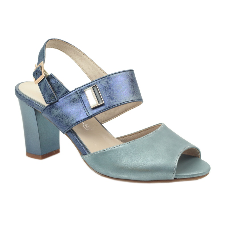 M.Daszyński Sandały wkładka skórzana Daszyński niebieskie 1