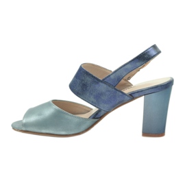 M.Daszyński Sandały wkładka skórzana Daszyński niebieskie 2