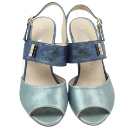 M.Daszyński Sandały wkładka skórzana Daszyński niebieskie 3