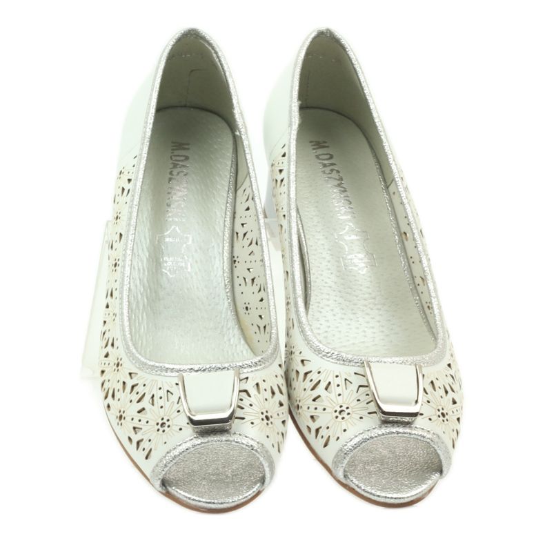 M.Daszyński Sandały wkładka skórzana Daszyński białe brązowe szare 3