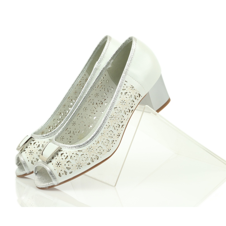 M.Daszyński Sandały wkładka skórzana Daszyński białe brązowe szare 4