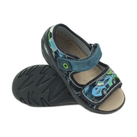 Sandałki wkładka skórzana Befado 433P niebieskie szare zielone 3