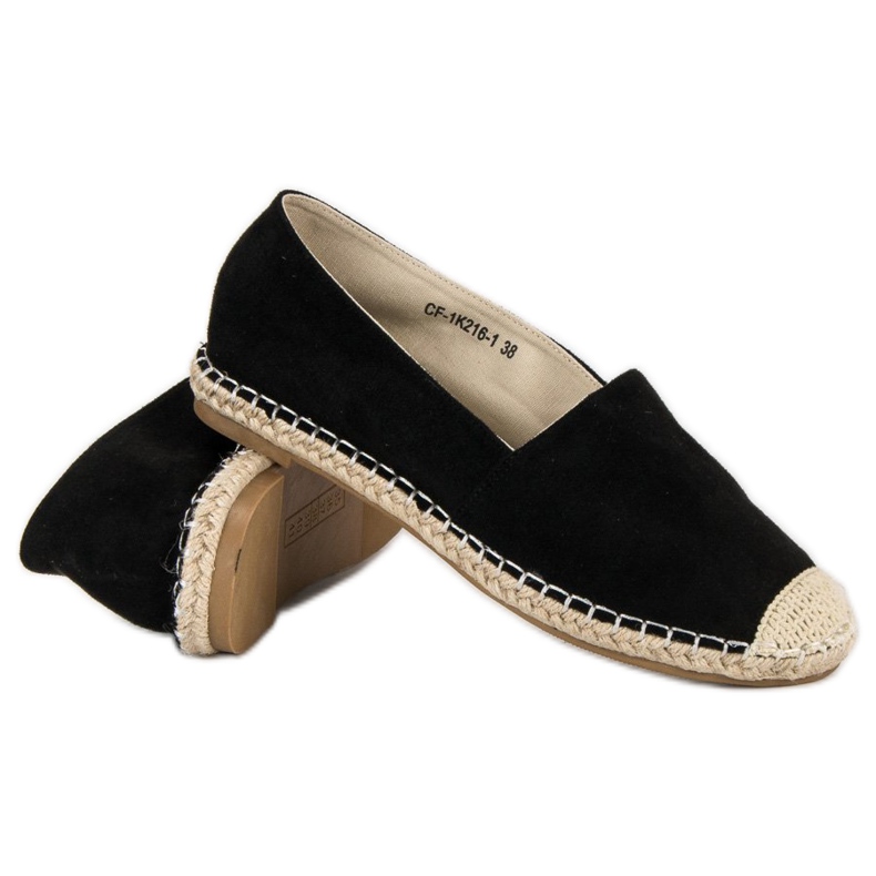 Best Shoes Czarne zamszowe espadryle 1