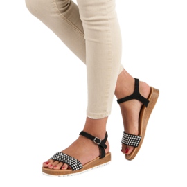 Ch. Creation Czarne sandały płaskie 1