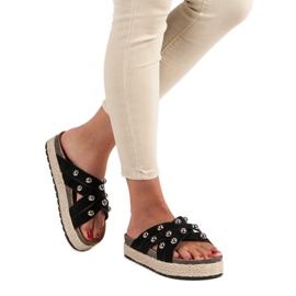 Sergio Todzi Klapki z dżetami czarne 1