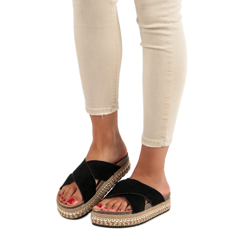 Bello Star Klapki na platformie czarne 1